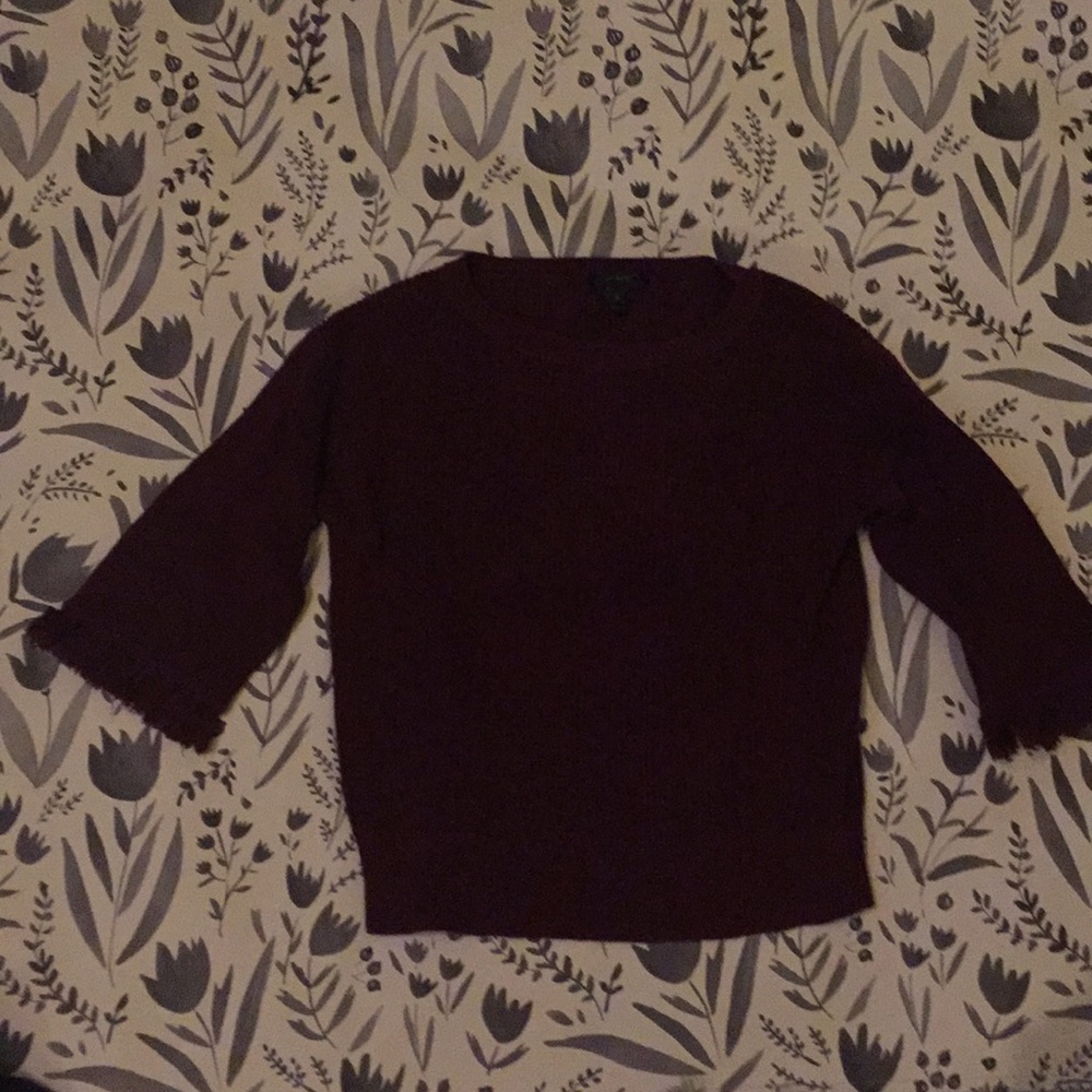 Jcrew fringe sleeve sweater, 3/4 length sleeve.